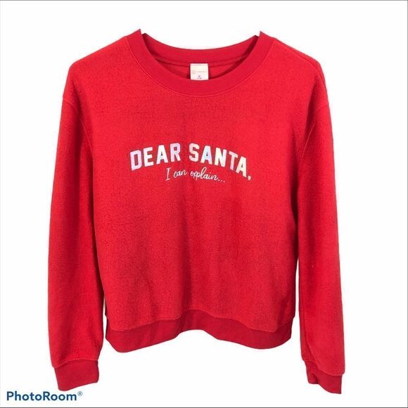 No Boundaries Red Fuzzy Santa Sweatshirt Size Med - Picture 2 of 8